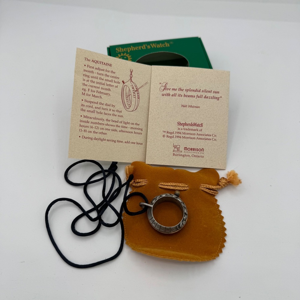 Shepherd's Watch The Aquitaine Ring Sundial Necklace Medieval Timepiece Pouch